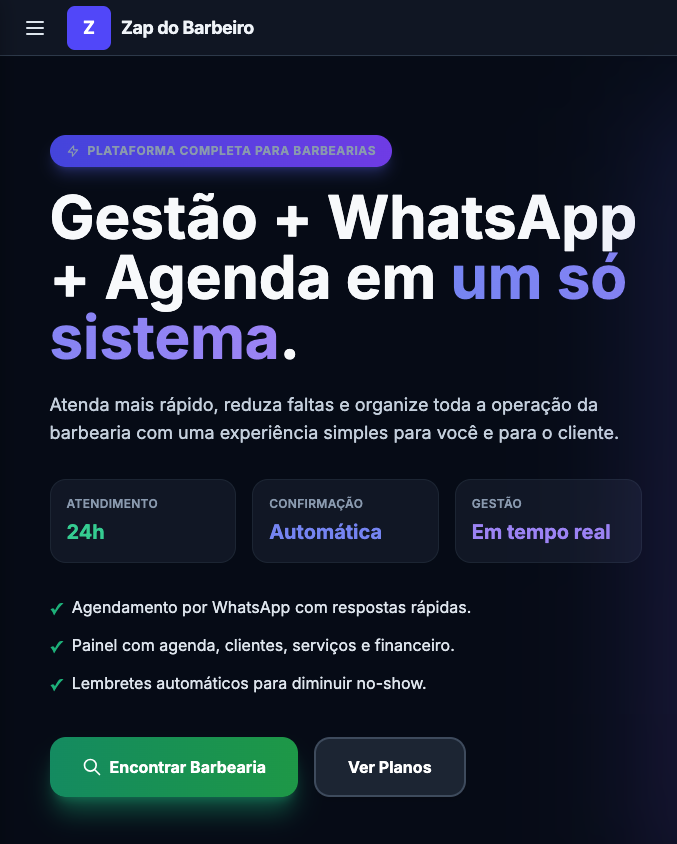 Demonstração do sistema Zap do Barbeiro